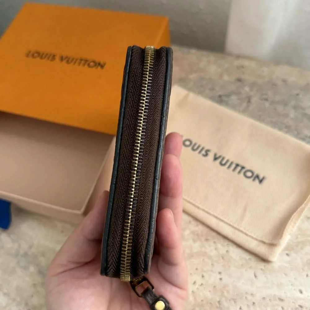Louis Vuitton Dark Brown Monogram Embossed Leather Zip Wallet